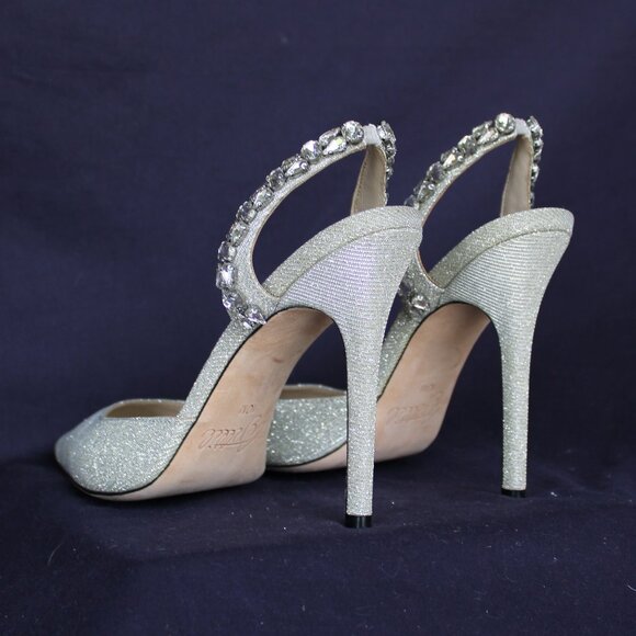 AMINAH Abdul Jillil SOLEIL SLINGBACK rhinestone stilleto metallic silver heels - Picture 7 of 10